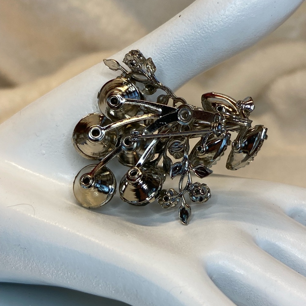 Estate Vintage 1950-1960s Prong Set Aurora Borealis Rhinestone Brooch Pin Smokey - Picture 6 of 9